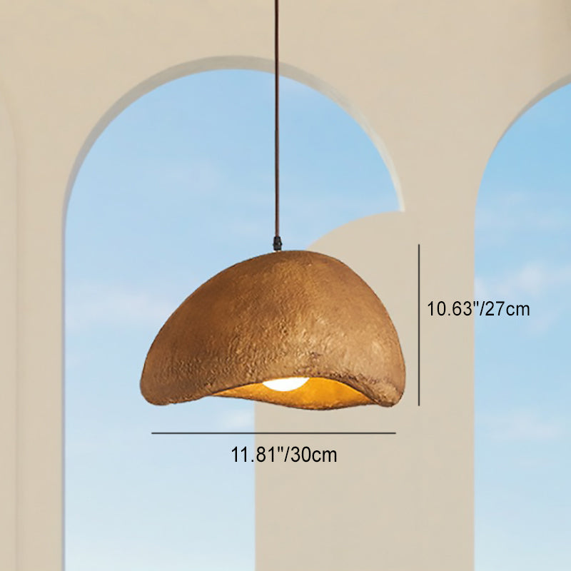 Traditional Japanese Resin Simulation Stone Texture 1-Light Pendant Light For Living Room