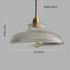 Traditional Vintage Ribbed Glass Disc Shade Brass 1-Light Pendant For Living Room