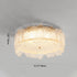 Modern Minimalist Cream Round Leaf Hardware Glass LED Flush Mount Ceiling Light For Living Room