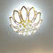 Modern Luxury Golden Glamour Lotus Frosted Glass Base Crystal Bead 4/6-Light Flush Mount Ceiling Light For Living Room