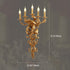 Traditional French Full Copper Carved Lamp Arm Palace Candelabra 5-Light Wall Sconce Lamp For Living Room