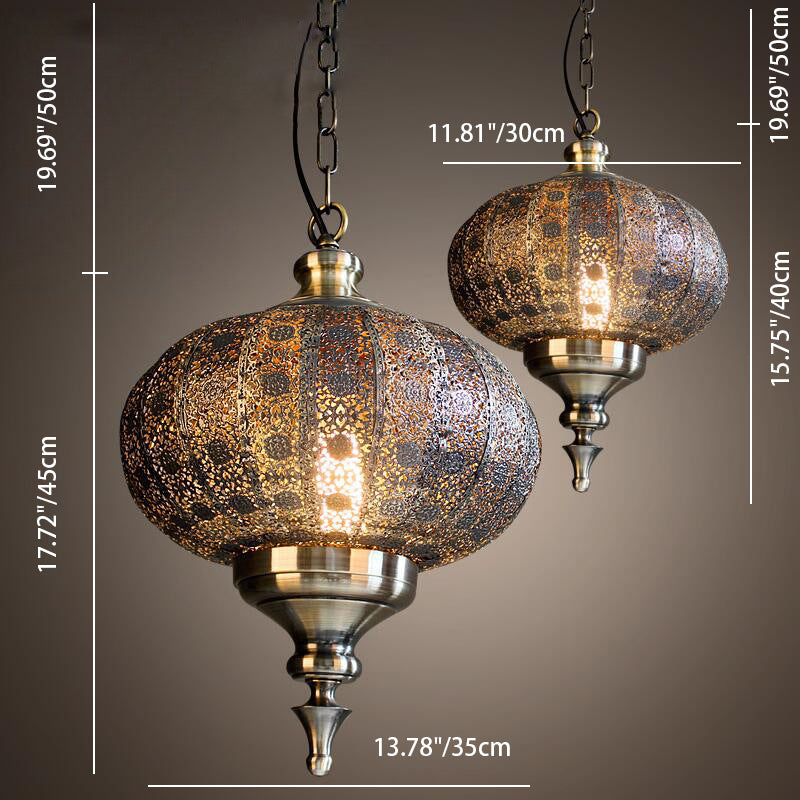 Traditional Colonial Lantern Iron 1-Light Pendant Light For Living Room