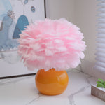 Contemporary Creative Feather Round Base Glass Goose Feather LED Table Lamp For Bedroom