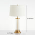 Modern Minimalist Round Cylinder Metal Glass Fabric 1-Light Table Lamp For Bedroom