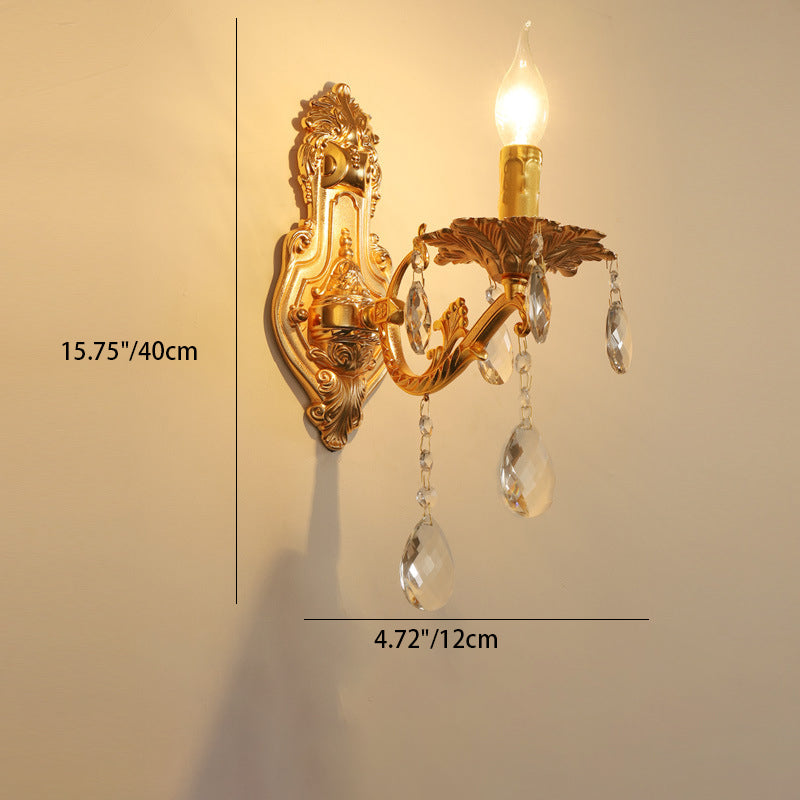 Traditional French Gold Zinc Carved Sconce 1/2 Light Wall Sconce Lamp For Dining Room