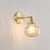 Traditional Vintage Brass Pumpkin Glass Shade 1-Light Wall Sconce Lamp For Living Room