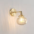 Traditional Vintage Brass Pumpkin Glass Shade 1-Light Wall Sconce Lamp For Living Room