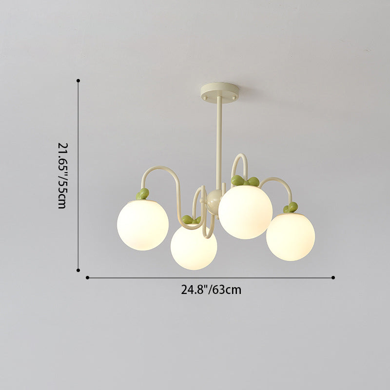 Modern Minimalist Cream Bow Round Ball Hardware Glass 4/5/6/8 Light Chandelier For Living Room