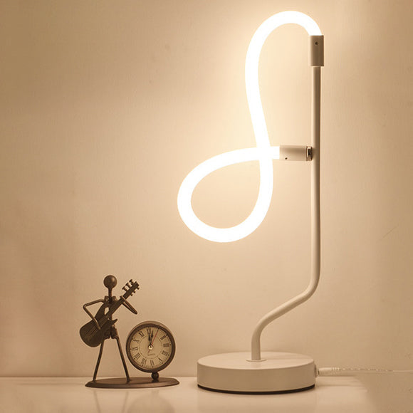 Modern Minimalist Irregular Line Iron Aluminum LED Table Lamp For Bedroom