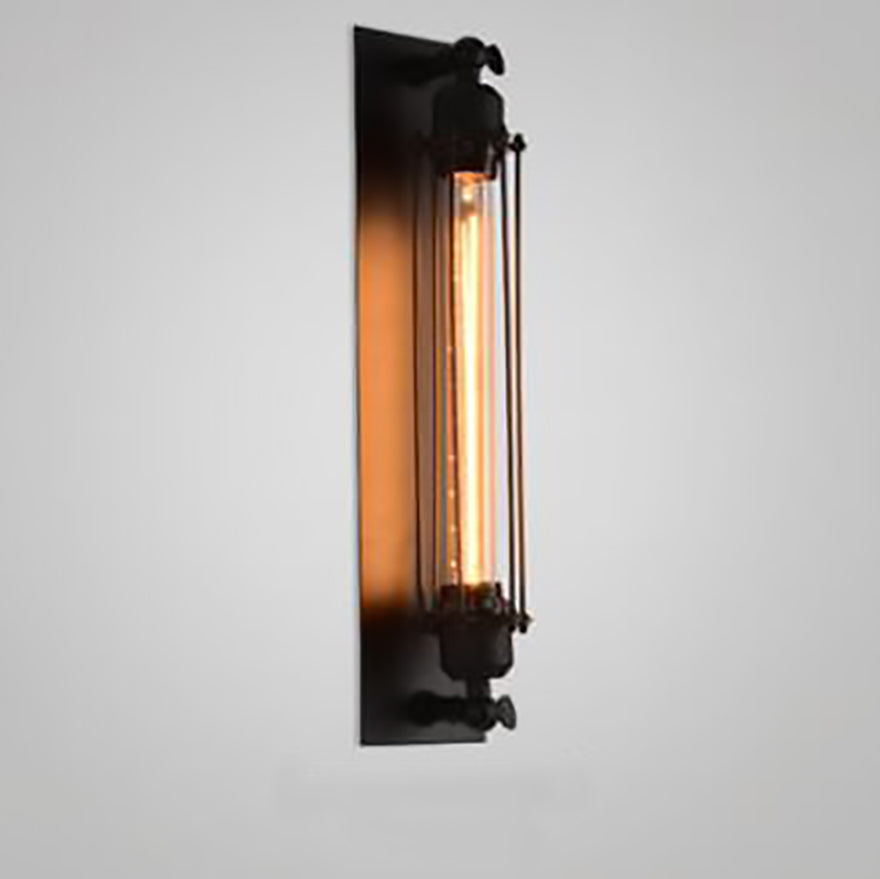 Contemporary Industrial Rectangular Cylinder Iron 1-Light Wall Sconce Lamp For Living Room