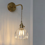 Modern Art Deco Flower Bud Glass Shade 1-Light Wall Sconce Lamp For Living Room