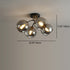 Contemporary Luxury Branch Round Ball Iron Glass 4/6/8 Semi-Flush Mount Ceiling Light For Bedroom