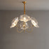 Traditional Vintage Gold Finish Frame Flower Glass Shade 6-Light Chandelier For Bedroom