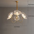 Traditional Vintage Gold Finish Frame Flower Glass Shade 6-Light Chandelier For Bedroom