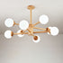 Modern Mid-century Rubberwood Branch Frame Glass Magic Bean 6/8/12-Light Chandelier For Bedroom