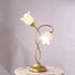 Modern Art Deco Floral Iron Glass 2-Light Table Lamp For Living Room