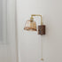Traditional Vintage Full Copper Amber Glass Square Shade 1-Light Wall Sconce Lamp For Bedroom