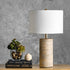 Traditional Vintage Fabric Cylinder Shade Solid Wood Base 1-Light Table Lamp For Bedroom