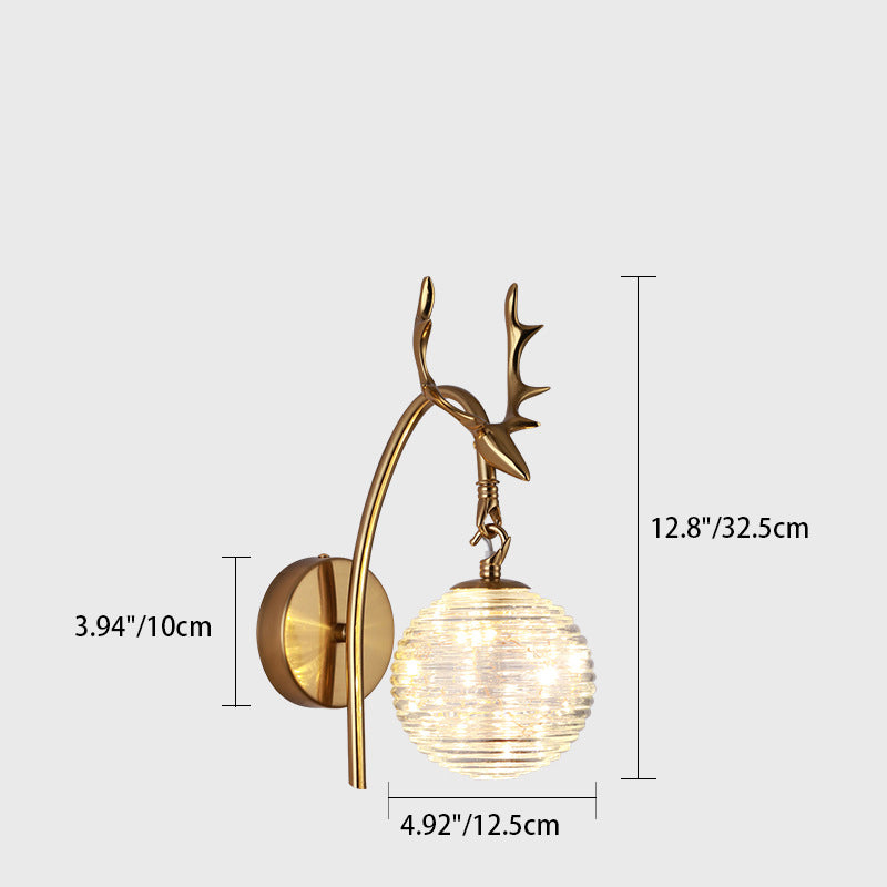 Modern Minimalist Round Ball Antler Iron Glass LED Wall Sconce Lamp For Living Room