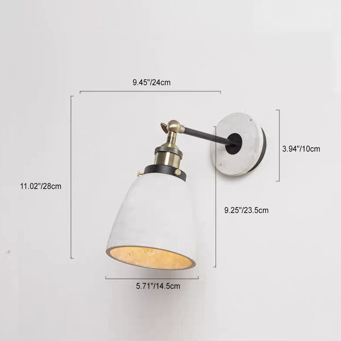 Contemporary Industrial Round Flared Aluminum Cement 1-Light Wall Sconce Lamp For Living Room