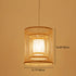 Traditional Chinese Round Vertical Bamboo 1-Light Pendant Light For Living Room