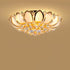 Modern Luxury Golden Glamour Lotus Frosted Glass Base Crystal Bead 4/6-Light Flush Mount Ceiling Light For Living Room