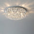 Contemporary Luxury Dazzling Prismatic Crystal Strings Stainless Steel Round Frame 2/6/8-Light Flush Mount Ceiling Light For Living Room