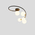 Modern Mid-century Arc Copper Glass Magic Bean 4/5/7-Light Semi-Flush Mount Ceiling Light For Bedroom