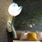 Traditional Chinese Resin Lotus Flower Hardware 1-Light Wall Sconce Lamp For Living Room