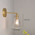 Traditional Vintage Brass Trumpet Glass Shade 1-Light Wall Sconce Lamp For Bedroom