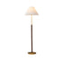 Traditional Vintage Pleated Fabric Shade Brass Walnut Splicing Base 1-Light Standing Floor Lamp For Bedroom