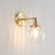 Traditional Vintage Brass Pumpkin Glass Shade 1-Light Wall Sconce Lamp For Living Room