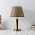 Traditional Vintage Fabric Round Shade Wood Metal Base 1-Light Table Lamp For Bedroom