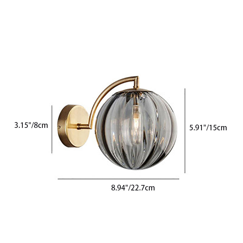 Contemporary Scandinavian Round Ball Iron Glass 1-Light Wall Sconce Lamp For Living Room