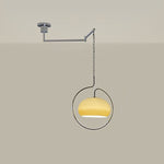 Modern Minimalist Cream Round Circle Iron Glass 1-Light Pendant Light For Living Room