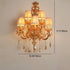 Traditional European Gold Candelabra Glass Crystal Hardware 5-Light Wall Sconce Lamp For Living Room