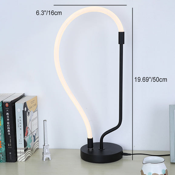 Modern Minimalist Irregular Line Iron Aluminum LED Table Lamp For Bedroom