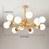 Modern Mid-century Rubberwood Branch Frame Glass Magic Bean 6/8/12-Light Chandelier For Bedroom