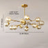 Modern Mid-century Brass Frame Molecular Glass Ball Shade 6/9/12/15-Light Chandelier For Living Room