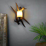Traditional Vintage Resin Antler Glass 1/2 Light Wall Sconce Lamp For Hallway
