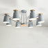 Contemporary Scandinavian Branch Cylindrical Cup Wood Iron 6/8 Light Chandelier For Living Room