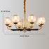 Contemporary Luxury Brass Frame Crystal Glass Cup Shade 8-Light Chandelier For Living Room