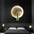 Contemporary Creative Round Lunar Astronaut Hardware Resin LED Wall Sconce Lamp For Bedroom