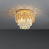 Modern Luxury Art Deco Round Crystal Gold 3-Light Flush Mount Ceiling Light For Hallway