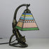 Traditional Tiffany Leopard Ladder Flower Cup Iron Glass 1-Light Table Lamp For Bedroom