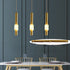 Contemporary Luxury Copper Long Strip Marble Shade LED Pendant Light For Living Room