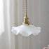 Traditional Chinese Floral Scroll Brass Glass 1-Light Pendant Light For Living Room