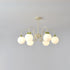 Modern Minimalist Cream Bow Round Ball Hardware Glass 4/5/6/8 Light Chandelier For Living Room