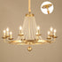 Contemporary Luxury Iron Round Frame Candelabra Crystal Bead 6/8/10/12-Light Chandelier For Living Room