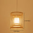 Traditional Chinese Round Vertical Bamboo 1-Light Pendant Light For Living Room